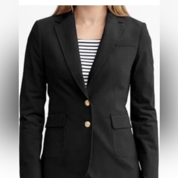 Banana Republic Equestrian Jacket Blazer Womens Sz 8 Petite NEW Black - Picture 12 of 12